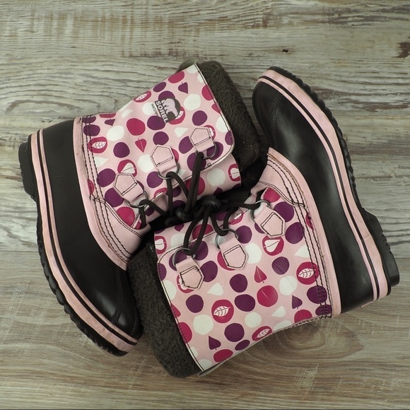 Sorel Yoot Pak Y6 W8 pink rubber leather waterproof boots - Picture 2 of 8